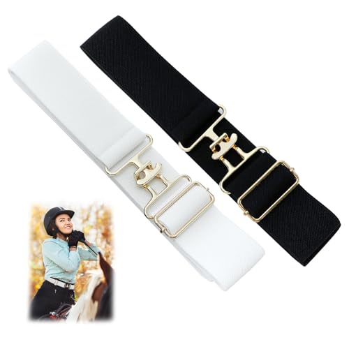 2 Pcs Elastic equestrian belt, 1.5 In Stretchable Waist Belt Surcingle Buckle Horse Bit Belts, Stretch Horseback Riding Belt with Buckle for Women Girls