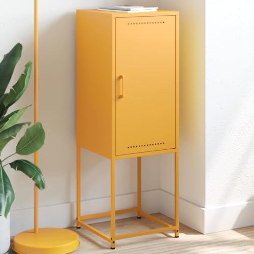 Armario de cocina mostaza de 36x39x107 cm con dos compartimentos de acero resistente 2