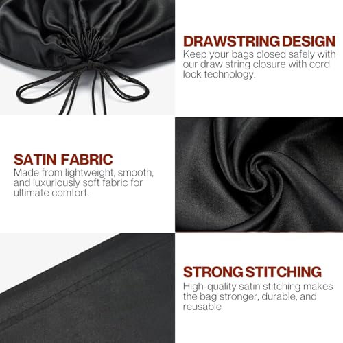 Image of Silk Dust Bag for Handbag, Purses, Shoes, Boots - Silk Drawstring Dustproof Storage Pouch, Reusable and Travel Organizers (6, Black, 16in x 20in)