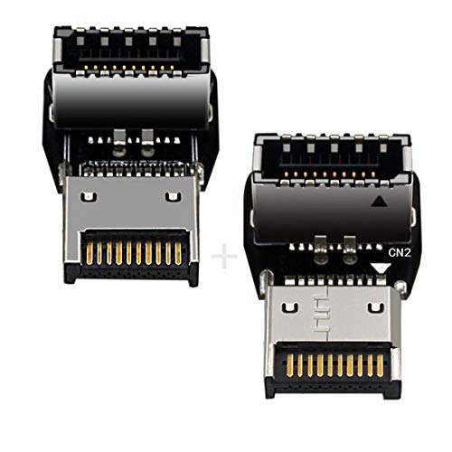 2pcs CY Type-E USB 3.1 Front Panel Header Male to Female Motherboard Extension Data Adapter, black