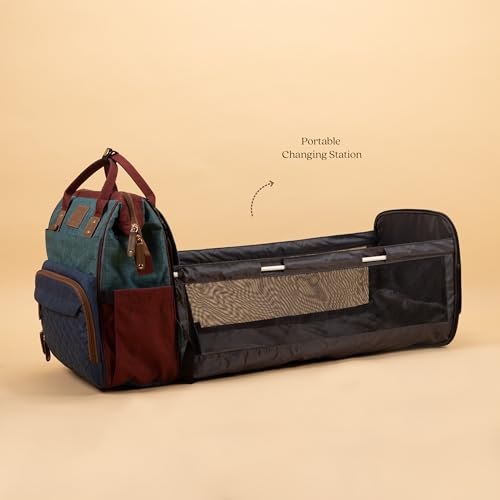 Image of abracadabra Diaper Bag with Changing Station For Mother, Maternity Bag for Newborn Baby, Waterproof and Multipurpose, (38 x 28 x 22 cm) - Multicolor