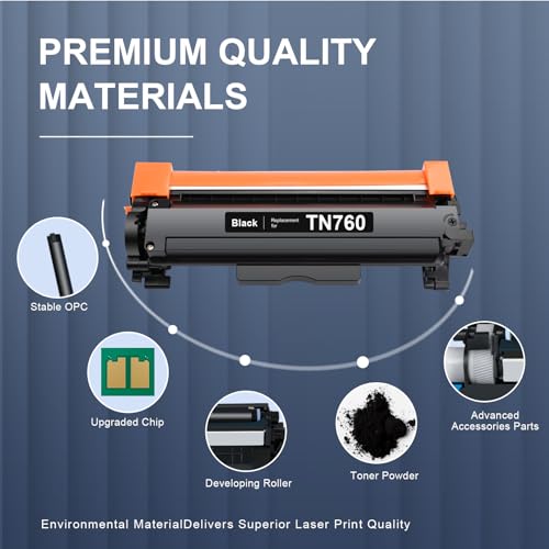 Image of TEINO Compatible Toner Cartridge for Brother TN760 TN 760 TN730 to use with Brother DCP-L2550DW MFC-L2710DW MFC-L2750DW HL-L2370DW HL-L2395DW HL-L2350DW (Black, 4 Pack)