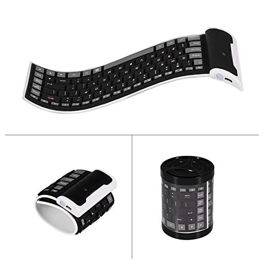 Wireless Keyboard Bluetooth Portable Silicone Foldable Waterproof for Laptop/PC