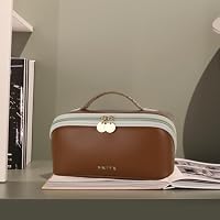Prite Kosmetiktasche Reise Make Up Tasche mit Pinsel-Fächer, Braun, M – Ansicht 6
