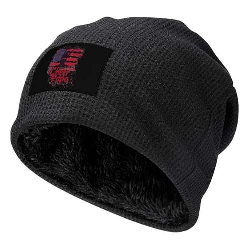 Cheer Papa Cheerleader   Gorros de felpa unisex con forro polar para otoño e invierno, Estilo negro, Talla única