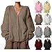 Toumov Womens Fuzzy Cardigan Sweater V Neck Button Down Fluffy Knit Sweater Oversized Slouchy Furry Sweaters Coat Outwear