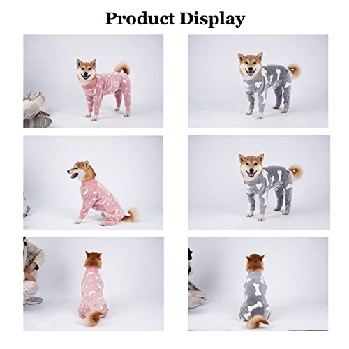 MeiAOBest Hund Overall, Haustier Winter Flanell Vierbeinige Warme Pyjamas, Kaltes Wetter Hund Onesie, Winterkleidung Für Mittlere Und Große Hunde_XL(Grau)