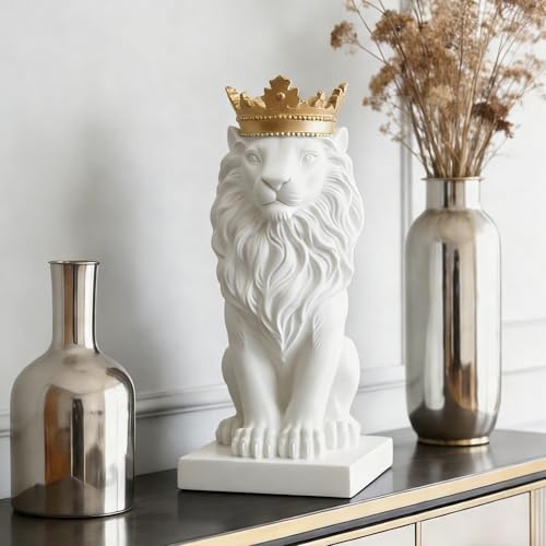Estatua León Blanco 15'' LANKIN Escultura Decorativa miniatura 6