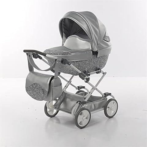 Junama Glitter Doll's Pram for Dolls and Toys Silver Cover