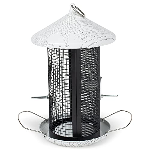 Cottage Garden Hanging 12 inch Whitewashed Finish Heavy Duty Mesh Metal 3 Lb. Bird Feeder