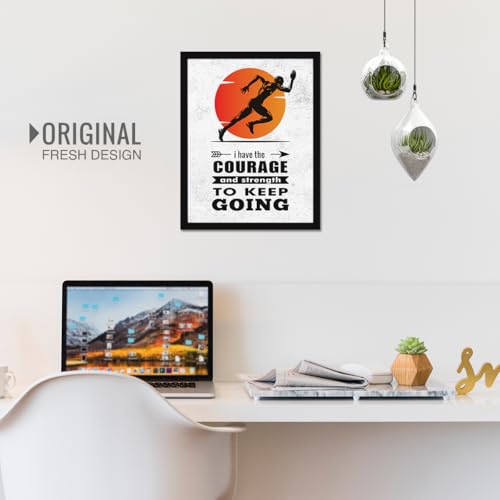 Image of Chaka Chaundh - Office Quotes Frames -Student Motivational Quotes Wall Frames for Office - Positive Business Quotes Wall Frame - I have the courage and strength TO KEEP GOING - (14 X 11 Inches)