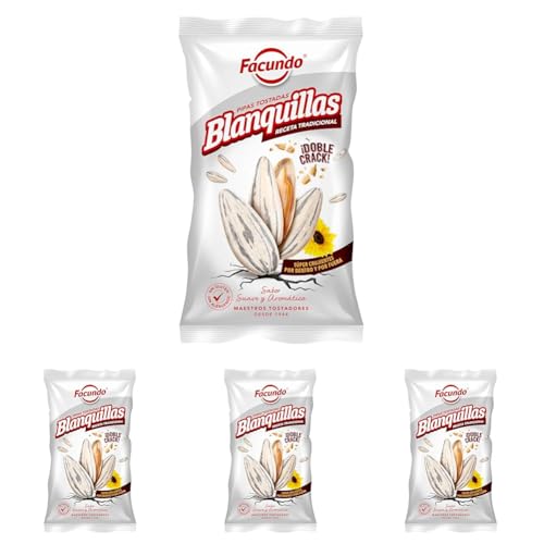 Facundo Pipas Blanquillas de Girasol Tostadas y Saladas 200g | Extra Crujientes | Tostado Lento | Estricta Selección en Origen | Frescura Garantizada con Facundo Fresh (Paquete de 4)