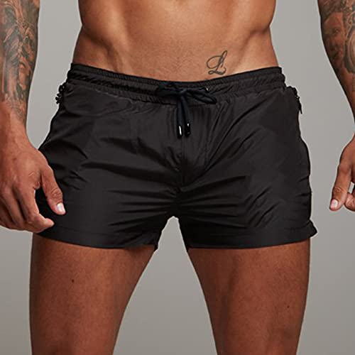 Mens Swim Briefs Slim Swimwear Sexy Breathable Mens Swim Trunks Beachwear Chic Printed Surf Beach Pants Black3