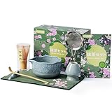 VPISHYKE Premium Matcha Set – Matcha Tea Set 7-teiliges traditionelles Tee-Set mit Bambusbesen, Schale, Sieb & Zubehör – Perfekt für Matcha-Liebhaber(Dunkelblau)