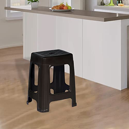 Image of Nilkamal STL28 Strong and Durable Plastic Seating Stool for Home | Bedroom | Bathroom | Kitchen | Living Room | Office | Adult Stool with high Load Capacity (Season Rust Brown)