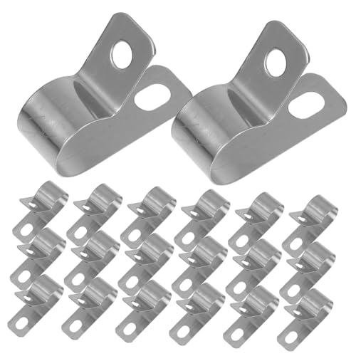 KICHOUSE 20pcs Cable Fixing Buckle Clamp for Wire Management Rope Light Clips Cable Clips Wire Clamp Cable Organizer Cable Clip Cord Rope Light Mounting Clips Silver Stainless Steel
