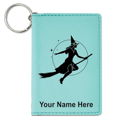 LaserGram ID Holder Wallet, Halloween Sexy Witch, Personalized Engraving Included (Teal)