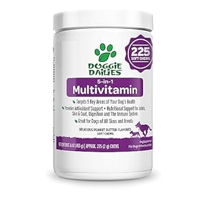 Doggie Dailies 5 in 1 Multivitamin for Dogs, 225 Soft Chews, Dog Multivitamin for Skin and Coat Health, Joint Health, Improved Digestion, Antioxidants, Support a Healthy Immune System