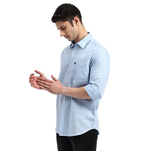 Image of Arrow Solid Slim Fit Mens Casual Shirts - 100% Cotton, Breathable & Comfortable, Full Sleeves Shirt for Men