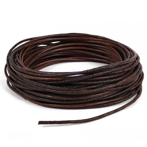 RUBY Echtes Lederband Lederriemen Classic Lederband Kette Lederbänder für Ketten Lederschnur für DIY-Schmuck Wie Armbänder (öliges Braun-10m)