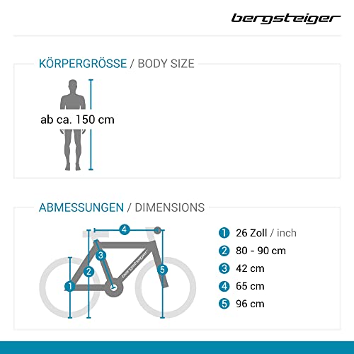 Bergsteiger Kodiak 26 Zoll, 29 Zoll Mountainbike, Scheibenbremse, Shimano 21 Gang-Schaltung, Vollfederung, Fully MTB für Jungen, Mädchen, Damen & Herren - Image 3