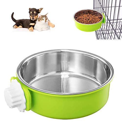 DeaLott Crate Dog Bowl, Removable Stainless Steel Coop Cup Hanging Pet Cage Bowl