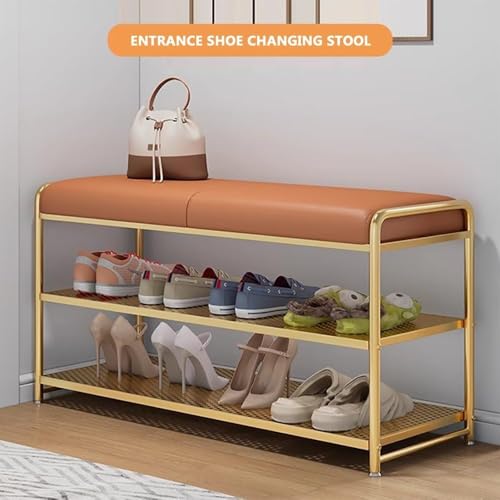 Banc de rangement entrée robuste en métal pour chaussures durables - 3