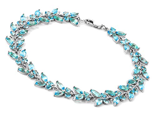 Galaxy Gold Gg 16.5 Carat 14K Solid White Gold Butterfly Bracelet Blue Topaz #TOP13