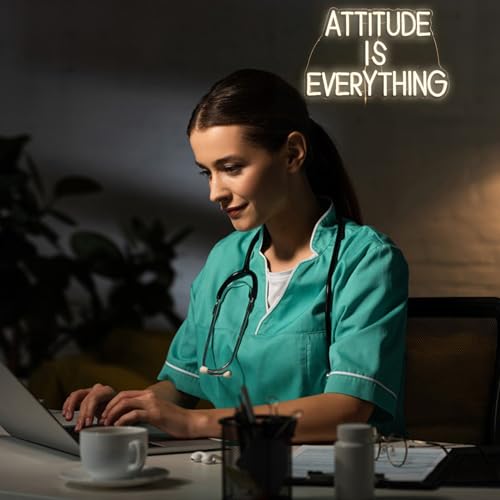 Image of Attitude Is Everything Neon Sign Dimmable Switch Warm White Led Light Sign for Wall Decor Inspirational Neon Light for Home Office School Art Wall Decor (16.5''*10.6'')