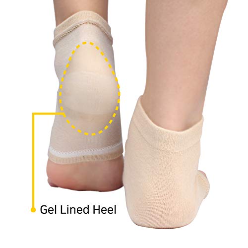 Spa Socks - Gel Heel Sleeves For Dry Cracked Feet – Silicone Moisturizing Socks (Nude, 1 Pair) #TOP2