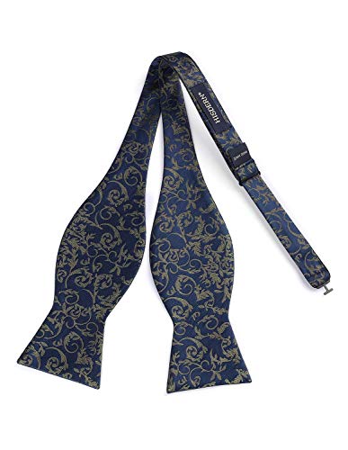HISDERN Bow Tie Men's Self Tie Bows Tie and Handkerchief Set Classic Paisley Bowtie for Business Tuxedo Wedding Party Prom with Gift Box
