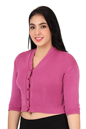Image of Women Winter Wear V-Neck Half Sleeves Regular Fit Woollen Blouse