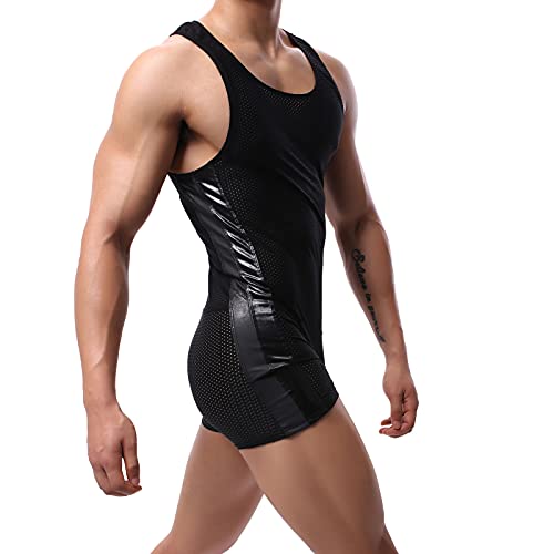 YUFEIDA Men's Athletic Supporters Bodysuit Slim Fit Wrestling Leotard Active Base Layers Jumpsuit Mesh Breathable3