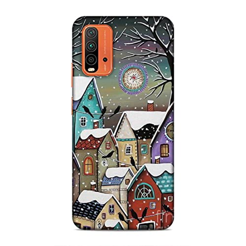 Image of Printed Mobile Back Hard Case Cover for Xiaomi Redmi 9 Power | Snowfall, Houses, Animated, Home Sweet Home -2186