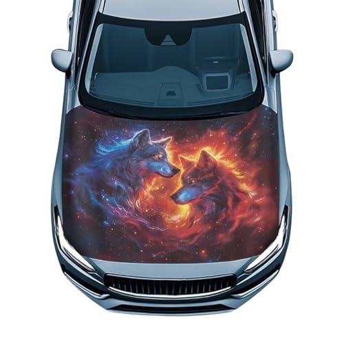 Qpednta Car Hood Cover All-Season Protection Cool Wolf Car Hood Cover Protector Stretch...