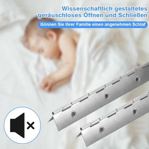 Klavierband Edelstahl, 2 Stück Klavierscharnier Klavierband 30cm, Edelstahl Scharnier Stangenscharnier mit 24 Schrauben für Klaviere Schranktüren Aufbewahrungs Box