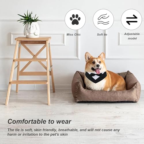 SHENGYIG Hunde Halstuch, M Größe Schwarz Kostüm für Hunde, Fliege-Stil, Verstellbar Hund Kleidung, Selbstklebend, 42 cm Schal, für Verkleiden von Haustieren