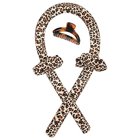 H.H.Pro Heatless Hair Curler Leopard Queen with Jaw clip and 2 scrunchie bands For Long Hair To Sleep In Overnight,No Heat Silk Curls Headband Cover