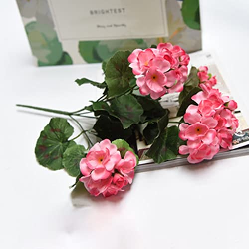 HXSCOO Artificielle Géranium Rouge Rose Fleurs Plante Fleur Artificielle Fête De Mariage Décoration De La Maison Photographie Ensemble Arrangement De Fleurs (Color : Pink)
