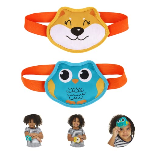 Image of FOMI Kids Hot Cold Gel Ice Packs | 2 Pack | Multi-Use Fun Animal Designed Wrap for Head, Eyes, Elbow, Wrist, Ankle, Knee | Pain Relief for Children Boo Boos, Fever, Sinus, Headache | Reusable