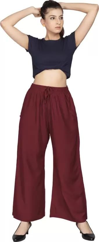 Image of BENKILS Women's Cotton Reyon Regular Fit Palazzo Pants - Available Size - M to 6XL