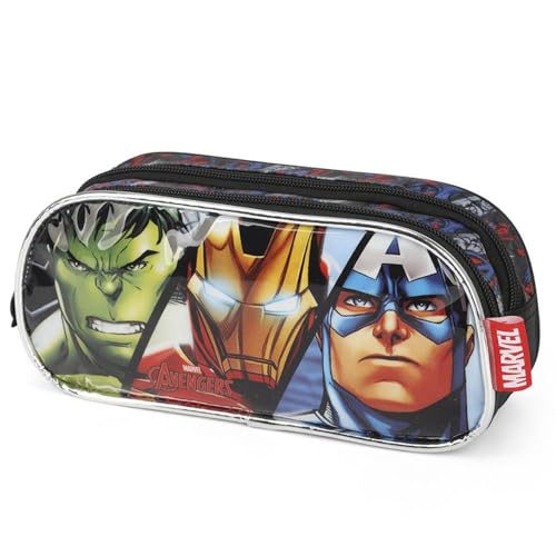 Estojo Escolar 2 Divisórias Rosto Heróis Avengers Luxcel