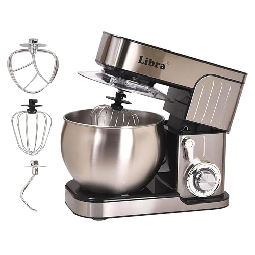 Libra Stand Mixer | 1300W Stainless Steel Shell Stand Mixer for Baking for Home, Baking Mixer | 6L SS Bowl | Planetary Rotation | Metal Gears | 4 Safety Features | Atta Maker Libra Stand Mixer | 1300W Stainless Steel Shell Stand Mixer for Baking for Home, Baking Mixer | 6L SS Bowl | Planetary Rotation | Metal Gears | 4 Safety Features | Atta Maker