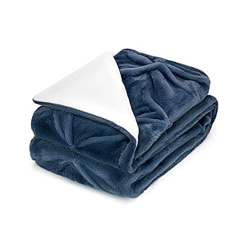 TAFTS Pintuck Throw Blankets - Soft, Ultra Comfy and Fuzzy - Plush Fluffy Fleece Blankets and Throws for Couch, Bed & Living Room - Fall, Winter or Spring - Blankets Throw Size - Slate Blue