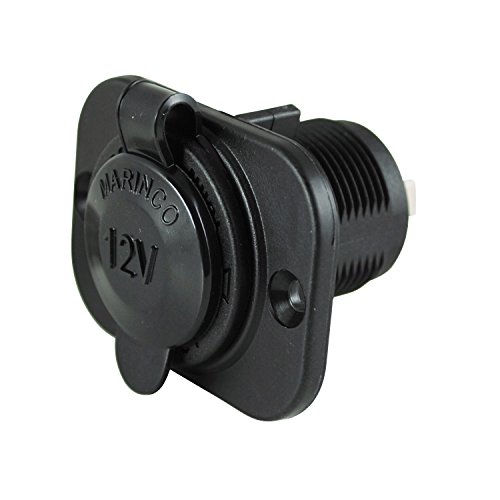 Marinco 12VRC.PG 12V Receptacle, Black, With Gasket
