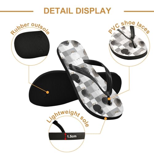 Flip Flop Sandals Grey Birds Print for Women Men Beach Outdoor XS3