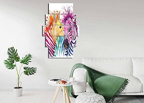 Homemania Zebra Picture – 5 Pieces – Animals – Per Living Room, Room – Multi-Coloured MDF 95 x 0.3 x 60 cm – HM205MDF172