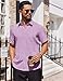 COOFANDY Mens Dress Shirts Collared Short Sleeve Button Up Solid Camp Shirt Fashion 2025 Purple