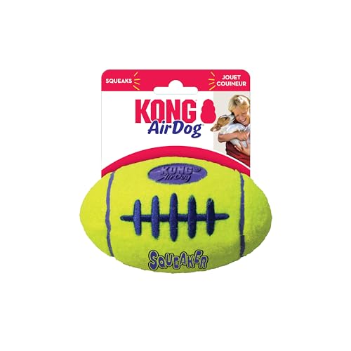 KONG – AirDog Football – Quietschendes, Federndes Apportierspielzeug aus Tennisballmaterial – Für Mittelgroße Hunde