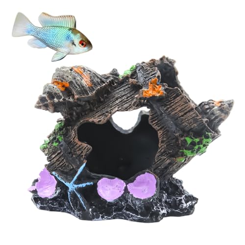 AdoPet Oak Barrel Aquarium Decoration 4.3" – Resin Fish Tank